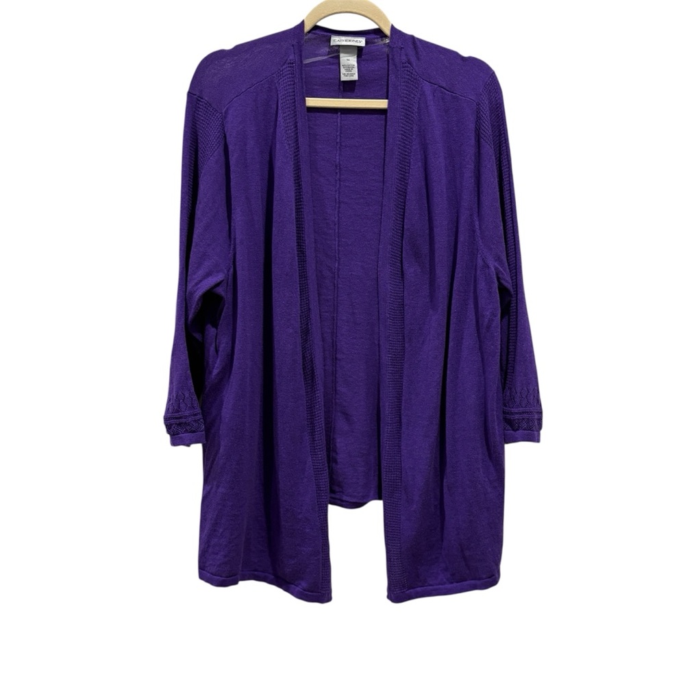 Catherines Bright Purple Open-Front Cardigan